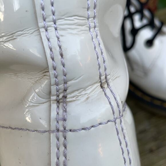 Dr Martens 1460W Patent Lamper White Combat Boots Women's Size 8 US / 6 UK - Picture 7 of 16